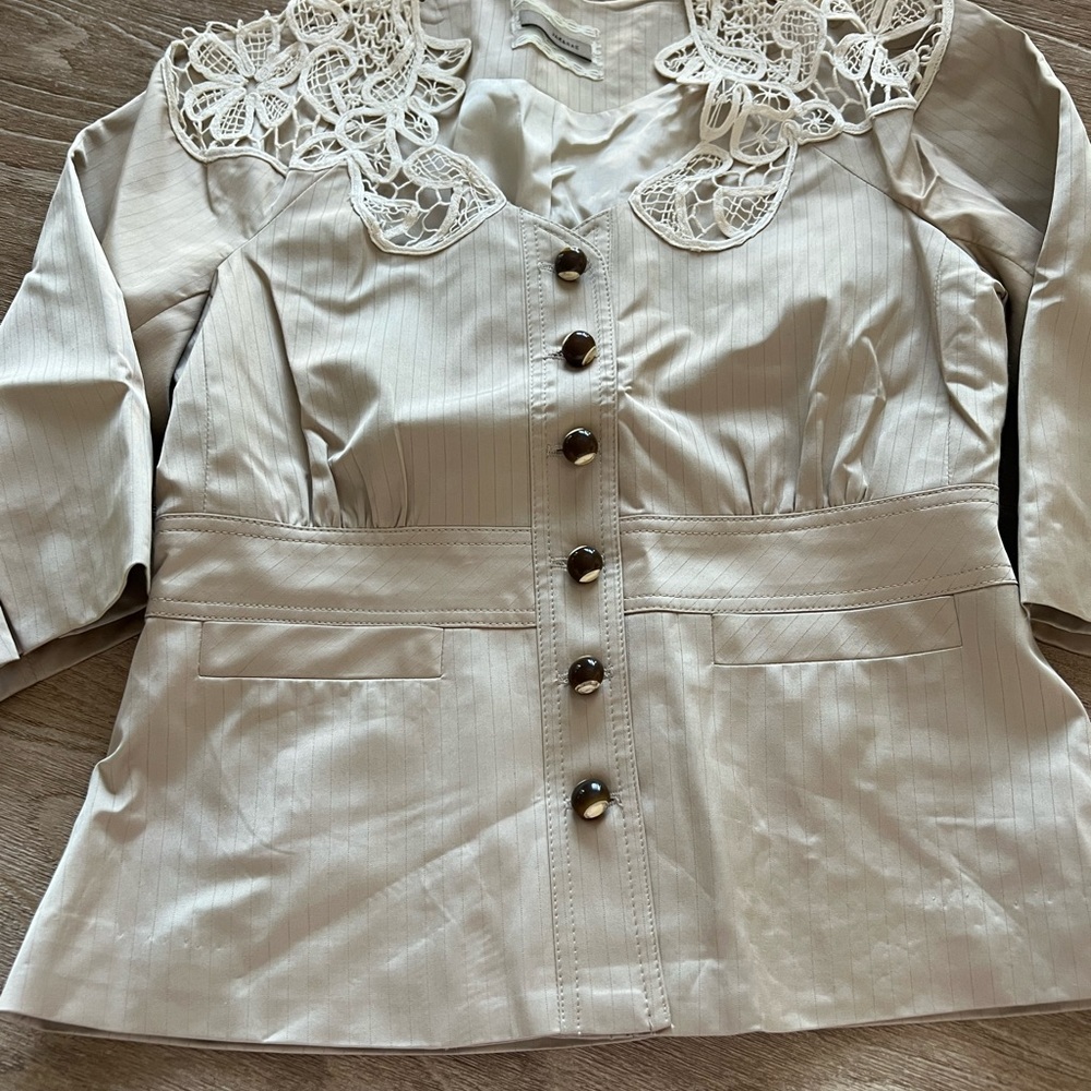 Jak & Rae tan and ivory dress jacket lace blazer size 2